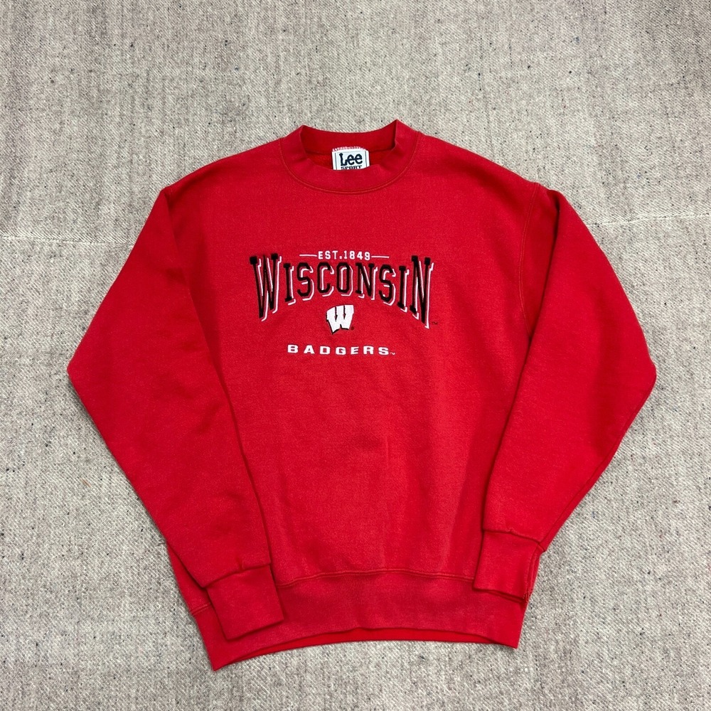 Vintage‎ Wisconsin Badgers Sweatshirt Mens Medium Red 1990s Lee Sport